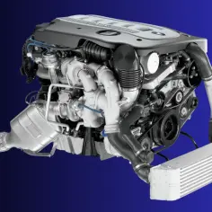 Potężny silnik BMW M57N2 z podwójnym turbodoładowaniem i intercoolerem, gotowy do montażu.