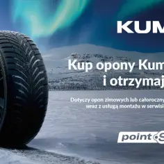 Opona zimowa Kumho Tire na śniegu. Kup opony Kumho Tire i otrzymaj 100 zł. Kumho to znana firma oponiarska.