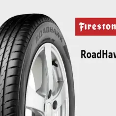 Opony Firestone RoadHawk: sprawdź opinie i przekonaj się o ich jakości. Widok opony i logo marki.