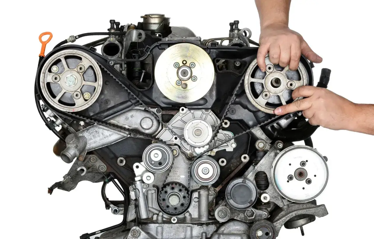 Mechanik sprawdza stan paska rozrządu. Dowiedz się, jaka jest wymiana rozrządu cena i kiedy warto ją wykonać.