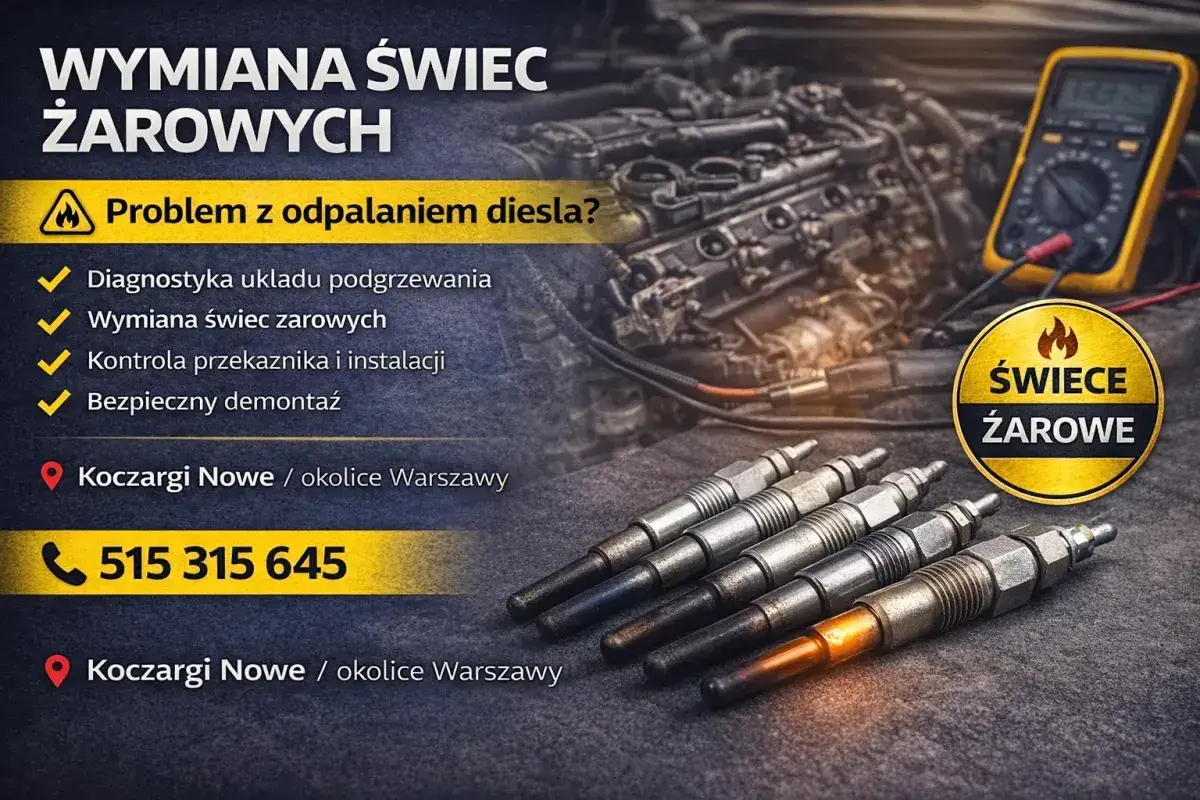 Masz problem z odpalaniem diesla? Dowiedz się, jak sprawdzić świece żarowe i umów się na wymianę w Koczargach Nowych.